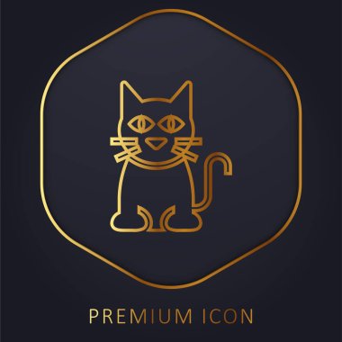 Kara Kedi altın çizgisi prim logosu veya simgesi