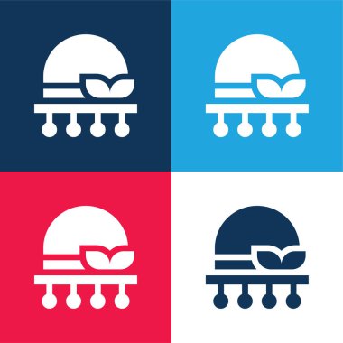 Kaput mavi ve kırmızı dört renk minimal simge kümesi