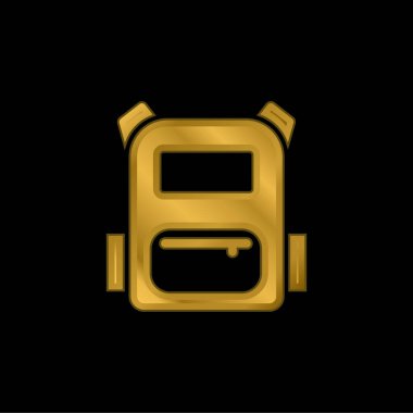 Sırt çantası altın kaplamalı metalik simge veya logo vektörü