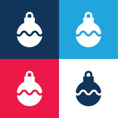 Bauble mavi ve kırmızı dört renk en düşük simge kümesi