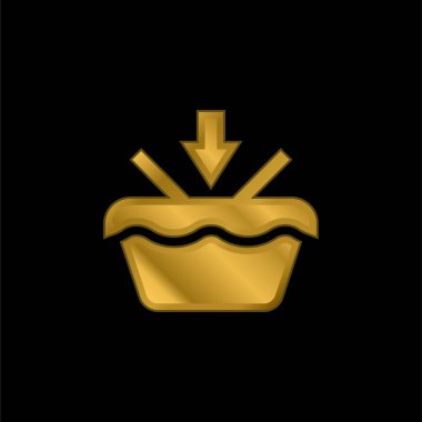Add To Basket gold plated metalic icon or logo vector clipart