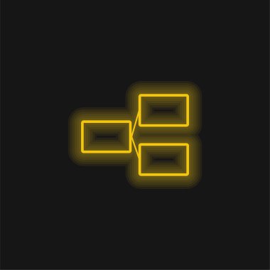 Dal elementleri sarı parlak neon simgesi