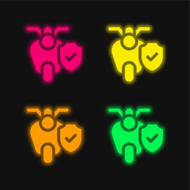 Dört renkli parlayan neon vektör simgesi