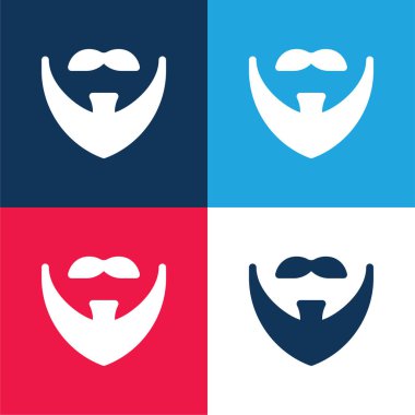 Sakal mavi ve kırmızı dört renk minimal simge kümesi