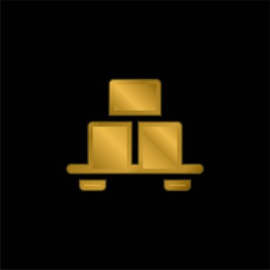 Kutu altın kaplama metalik simge veya logo vektörü