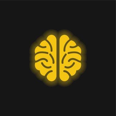 Beyin sarısı parlak neon simgesi