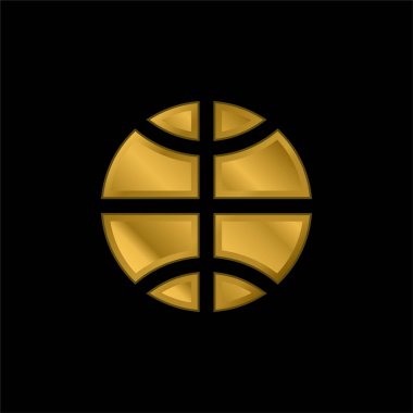 Basketbol altın kaplama metalik simge veya logo vektörü
