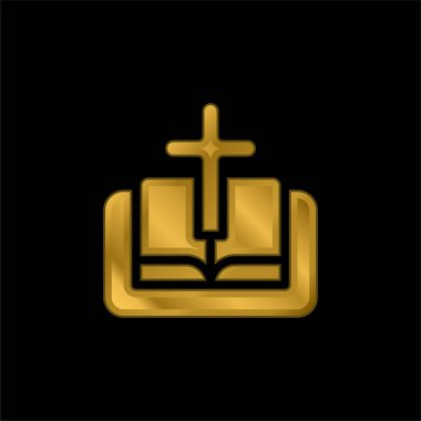 İncil altın kaplamalı metalik simge veya logo vektörü