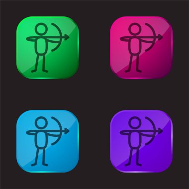 Yaylı, dört renkli cam simge ile Archer