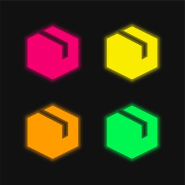 Parlayan dört renkli neon vektör simgesi