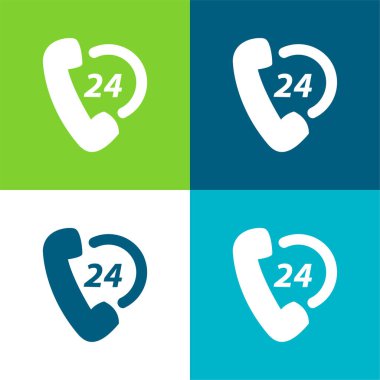 24 Saat Telefon Alışveriş Desteği Flat En az dört renk simgesi seti