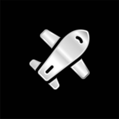 Gümüş kaplama metalik uçak simgesi