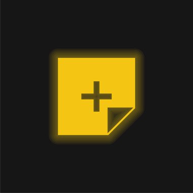 Düğme sarı parlak neon simgesi ekle