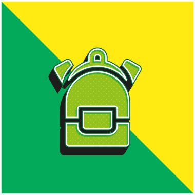 Sırt çantası yeşil ve sarı modern 3d vektör simgesi logosu