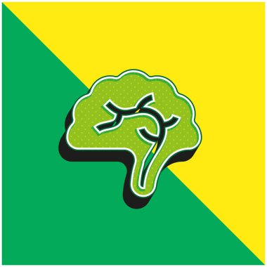 Beyin Yeşili ve Sarı Modern 3D vektör simgesi logosu