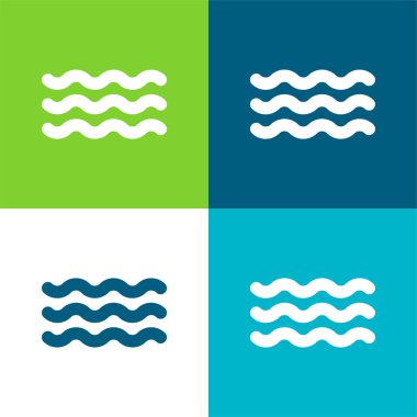 Kova Sembolü Düz Dört renk simgesi seti