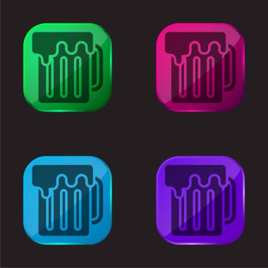 Bira dört renkli cam düğme simgesi