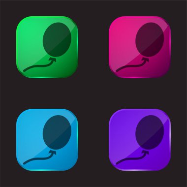 Siyah Balon Biçimi Dört Renkli Cam Düğme Simgesi