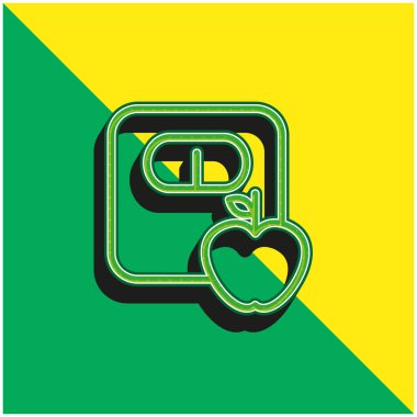 Apple And A Scale Outlines Yeşil ve sarı 3D vektör simgesi logosu