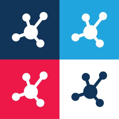 Atomik bağ mavi ve kırmızı dört renk minimal simgesi
