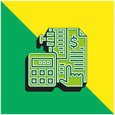 Muhasebe Yeşil ve sarı modern 3d vektör simgesi logosu