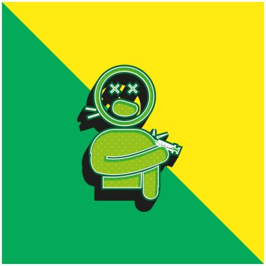 Boy Screaming Hurted With A Knife In His Shoulder Green and yellow modern 3d vector icon logo clipart