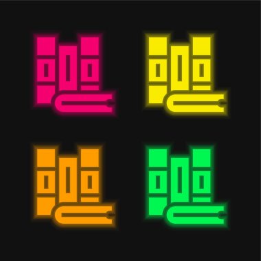Parlayan dört renk neon vektör simgesi kitaplarıName