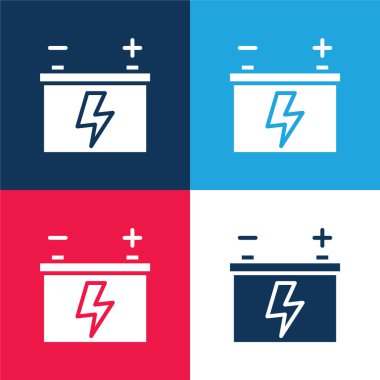 Pil mavi ve kırmızı dört renk minimal simge kümesi