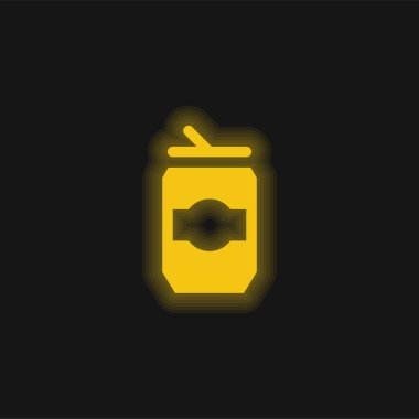 Beer Can yellow glowing neon icon clipart