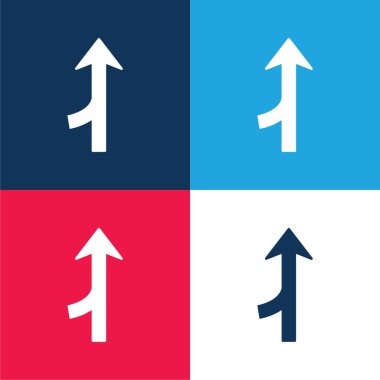 Arrow Merge Symbol blue and red four color minimal icon set clipart