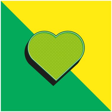 Büyük Kalp Yeşil ve Sarı Modern 3D vektör simgesi logosu