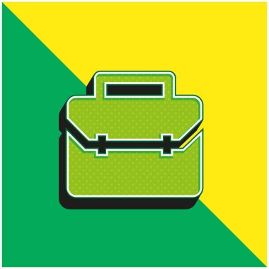 Evrak çantası Yeşil ve sarı modern 3d vektör simgesi logosu
