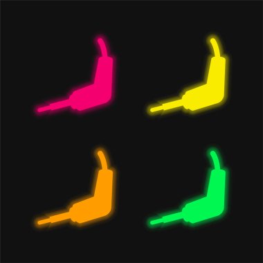 Ses Ekipmanları Bağlantısı 4 renkli parlak neon vektör simgesi