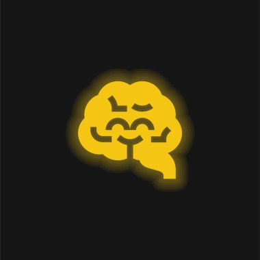 Beyin sarısı parlak neon simgesi