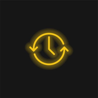 Anti Clockwise yellow glowing neon icon clipart
