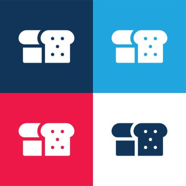 Ekmek mavisi ve kırmızı dört renk minimal simge kümesi