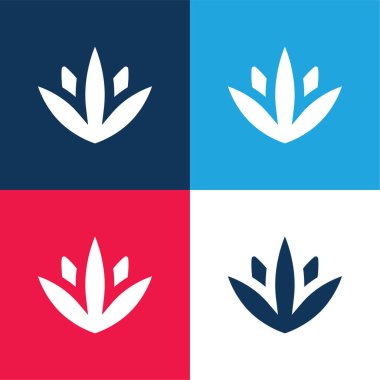 Agave mavi ve kırmızı dört renk minimal simge kümesi