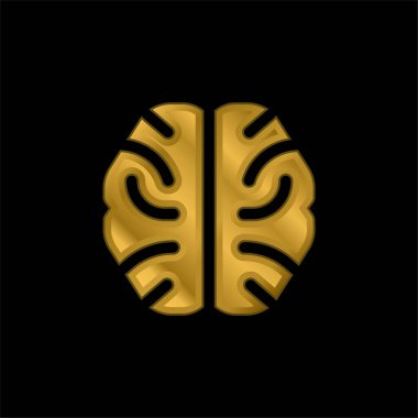 Beyin altın kaplamalı metalik simge veya logo vektörü