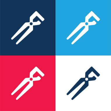 Büyük kırpıcılar mavi ve kırmızı dört renk minimal simge kümesi