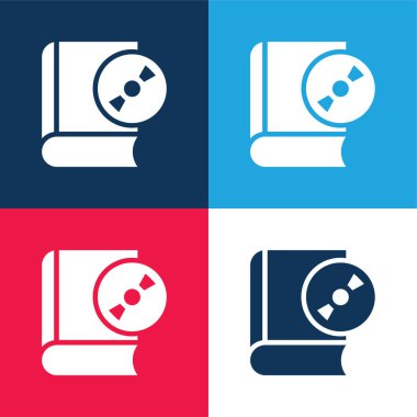 Audiobook blue and red four color minimal icon set clipart