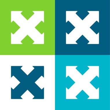 Dört Yönlü Çapraz Oklar Düz Düz Renk minimal simgesi seti