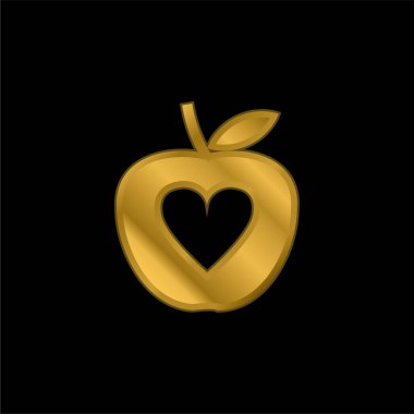 Elma altın kaplama metalik simge veya logo vektörü