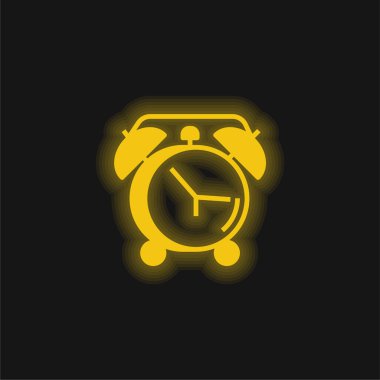 Alarm Saati sarı parlayan neon simgesi