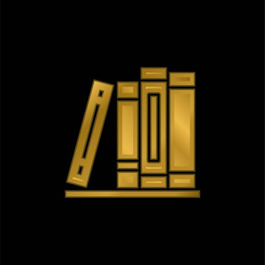 Kitaplar altın kaplamalı metalik simge veya logo vektörü