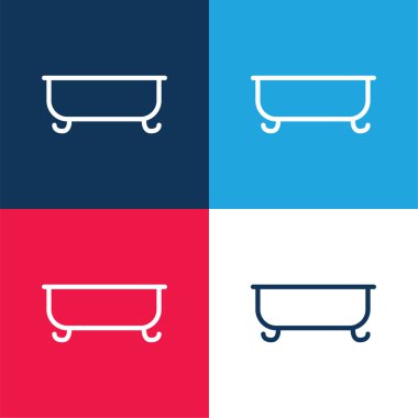 Küvet mavisi ve kırmızı dört renk minimal simge kümesi