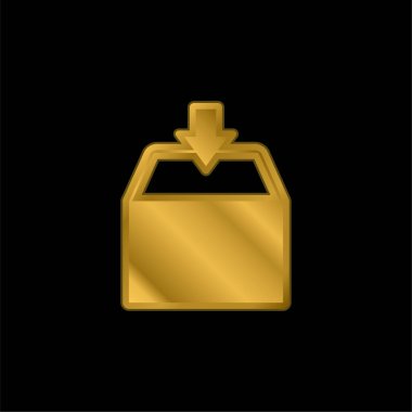 Kutu altın kaplama metalik simge veya logo vektörü