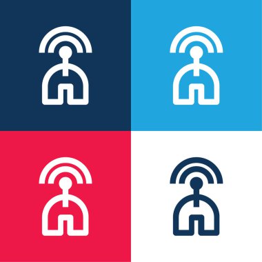 Bluetooth Radar Sinyali mavi ve kırmızı dört renk minimal simgesi