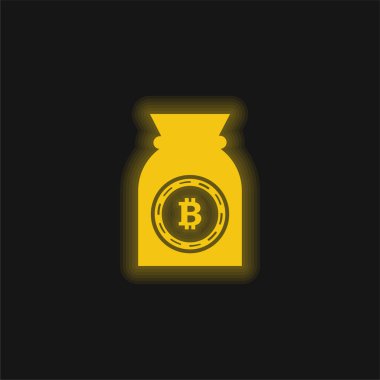 Bitcoin Çuvalı Sarı parlak neon simgesi
