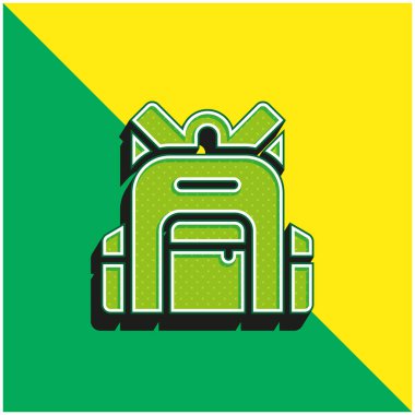 Sırt çantası yeşil ve sarı modern 3d vektör simgesi logosu