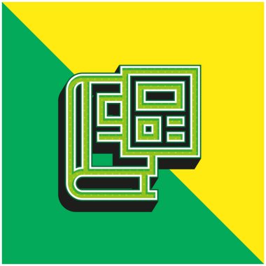 Kitap Yeşil ve Sarı Modern 3D vektör simgesi logosu